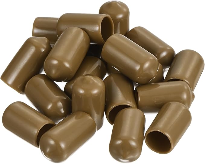 uxcell 20pcs Rubber End Caps 11mm ID Vinyl PVC Round Tube Bolt Cap Cover Screw Thread Protectors Light Brown - Image 4