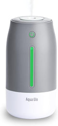 Aqua Glo Personal, Portable Humidifiers for Bedroom – Ultrasonic Cool Mist Humidifier with Built In Rechargeable Battery. Air Humidifier for Baby, Plants, Home, Office, Travel. Gray by Airvana