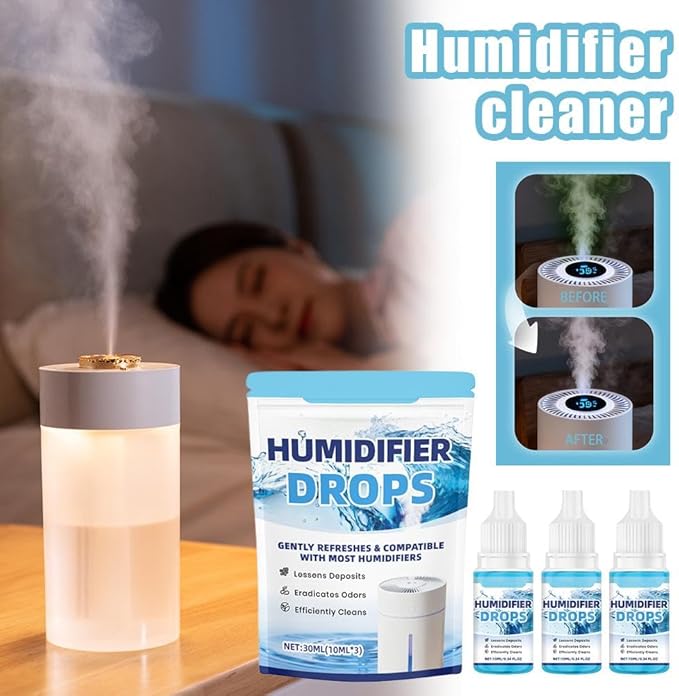 3 Pcs Humidifier Drops – Water Treatment Cleaner for Mineral Buildup & Odor Removal, 30ml (3 x 10ml Bottles), Ethanol-Based Solution for Ultrasonic & Cool Mist Humidifiers - Image 3