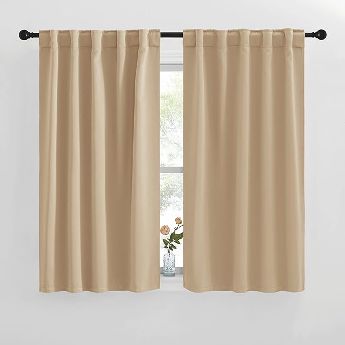 NICETOWN Window Treatment Curtains Room Darkening Drapes - (Biscotti Beige Color) 42 Width X 50 Drop Each Panel, 2 Panels Set, Curtains and Draperies for Kitchen by NICETOWN