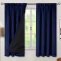BGment Thermal Insulated 100% Blackout Curtains for Bedroom with Black Liner, Double Layer Full Room Darkening Noise Reducing Rod Pocket Curtain (42 x 63 Inch, Navy Blue, 2 Panels) by BGment