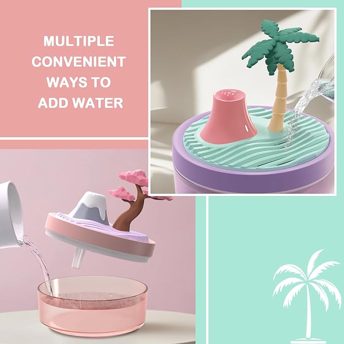 Landscape Night Light Humidifier with 2 Mist Modes, 320mL Large Tank Whisper-Quiet for Baby/Nursery/Office, Portable Mini Air Moisturizer - Image 5