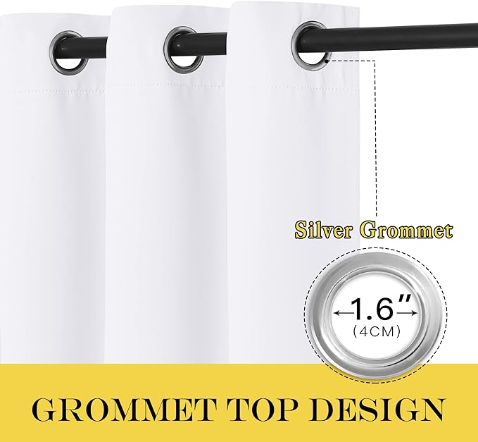 NICETOWN White Doorway Curtains 80 inches Long - Grommet Thermal Insulated Light Blocking Room Darkening Window Treatments for Bedroom/Living Room (W46 x L80, 1 Panel) - Image 3