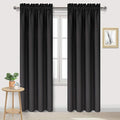 DWCN Blackout Curtains for Bedroom – Thermal Insulated Room Darkening Drapes for Living Room, Black, W 42 x L 84 Inch, Set of 2 Rod Pocket Curtain Panels by DWCN