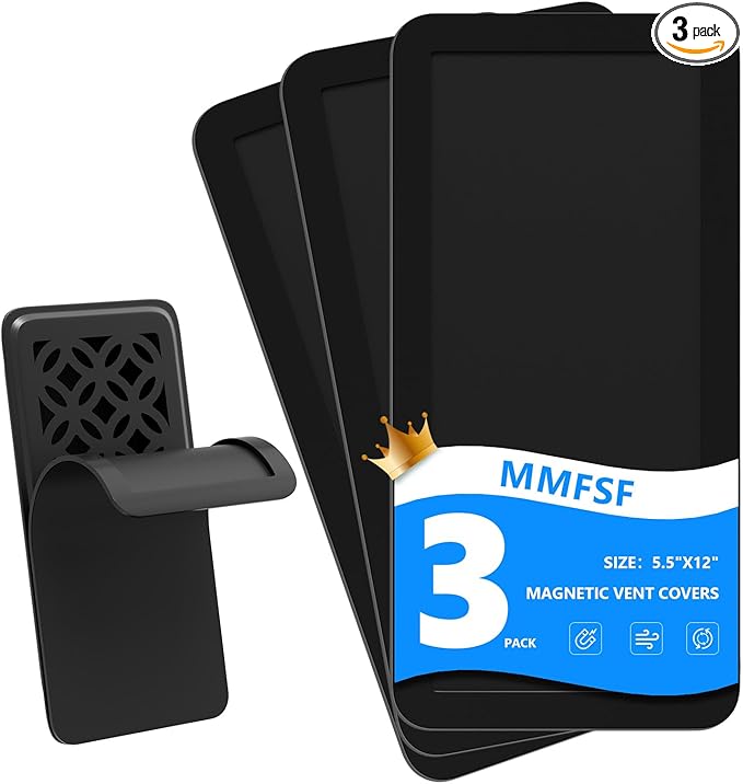 Magnetic Vent Covers (3-Pack) for Complete Seal, 5.5" X 12" for Home Floor, Wall, Ceiling Vents and Air Registers–Upgraded Thickness(2.5mm),for RV, HVAC, and AC Vents, Energy Savings, Vent Not Include by Welcometommfsf