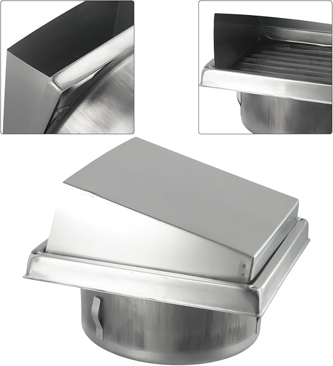 Stainless Steel Vent Outlet Wall Air Vent Cover for Bathroom Kitchen Ceiling Exhaust Grille 125mm 150mm Adjustable Air Vent Grille Silver Metal Duct Cover(150MM) - Image 6
