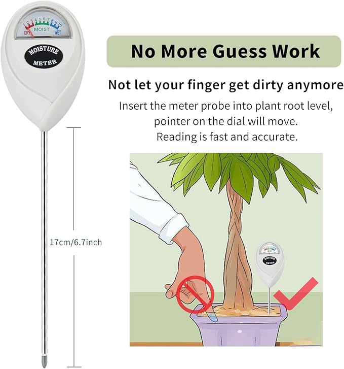 Soil Moisture Meter, Plant Water Meter Soil Meter Moisture Sensor Hygrometer for Indoor Outdoor Plant Care,No Battery Needed(White) - Image 4