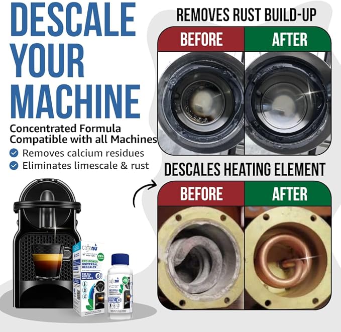 Universal Coffee Machine Descaling Solution. Coffee Machine Descaler Liquid 2 Uses. Descaler Kit. Part of your Barista Accessories Set. Compatible with Nespresso, Phillips, Lavazza, Verismo and More! - Image 2