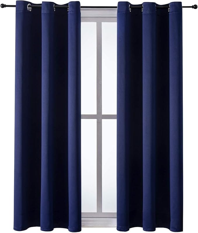 ChrisDowa Grommet Blackout Curtains for Bedroom and Living Room - 2 Panels Set Thermal Insulated Room Darkening Curtains (Navy Blue, 42W x 63L) - Image 7