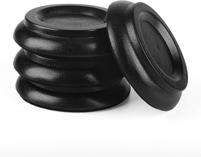 Upright Piano Caster Cups,Premium Quality Hardwood Piano Caster Pads Furniture Leg Pad Set of 4,with Non-Slip Moisture-Proof& Anti-Noise Felt Pads for Hardwood Floor Protectors ((Hardwood-Black) by Unknown