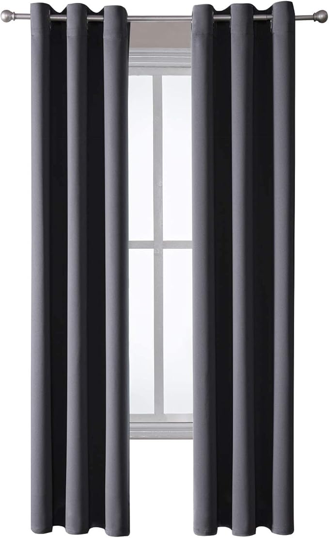 ChrisDowa Grommet Blackout Curtains for Bedroom and Living Room - 2 Panels Set Thermal Insulated Room Darkening Curtains (Dark Grey, 42W x 84L) - Image 7
