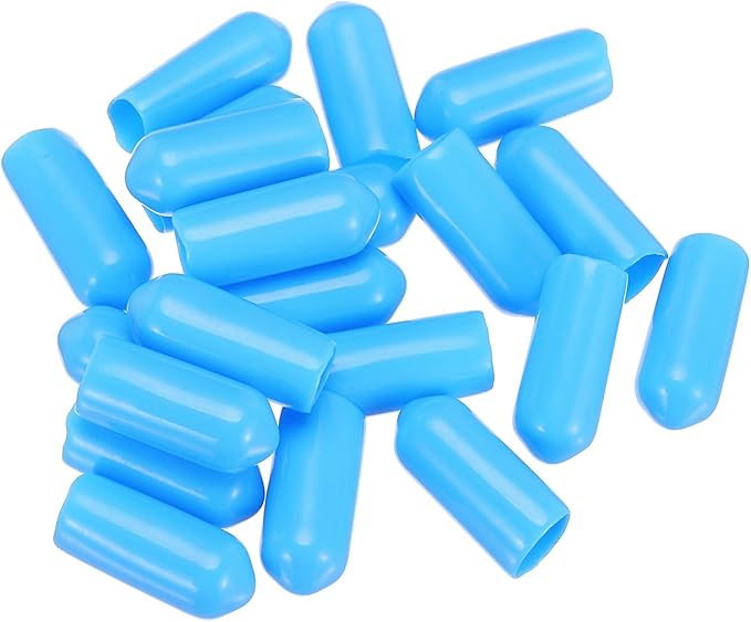 uxcell 20pcs Rubber End Caps 6mm(1/4") ID Vinyl PVC Round Tube Bolt Cap Cover Screw Thread Protectors,Light Blue - Image 4