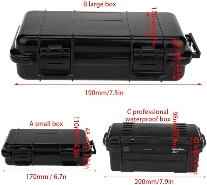 Tbest Outdoor Waterproof Shockproof Airtight Survival Box Storage Container Case Carry Box Black Dry Storage Box for Fishing Camping Hiking Outdoor Activities - Image 4