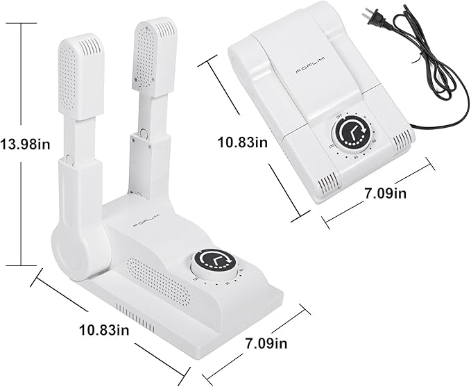 FORLIM Boot Dryer for Work Boots, Shoe Dryer with Heat Blower, Glove Dryer & Boot Warmer - 180° Adjustable Dry Rack - Telescopic Bendable Dry Ports - Intelligent Timer - White - Image 7