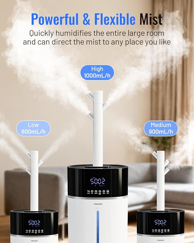 Yokekon Cool and Warm Mist Humidifier Large Room, 4.76Gal/18L Humidifiers for Home 2500 sq ft, Air Humidifiers for Bedroom with Diffuser&Extended Tube, Whole House Humidifiers for Nursery Baby Plants - Image 9