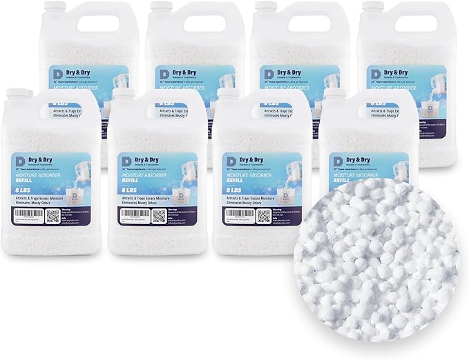 Dry & Dry Moisture Absorbers Refill Beads (64 LBS) - Home Basement Bedroom Small Dehumidifiers & Moisture Absorbers by DryDry