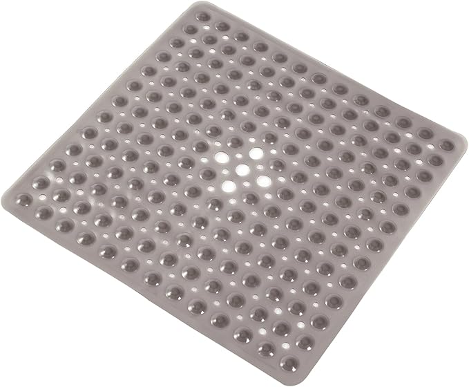 Anti-Slip Bathtub Shower mat, 20.8×20.8（Approximately 53×53cm） inch Soft Oversized Machine Washable Non-Slip Bathtub mat with Drainage Holes, Bathroom Floor Suction Cup.（1-Clear Gray） by ERASILKEN-X