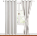 Hiasan Blackout Curtains for Bedroom, 52 x 96 Inches Long - Thermal Insulated & Light Blocking Window Curtains for Living Room/Kids Room, 2 Drape Panels Sewn with Tiebacks, Ivory by Hiasan