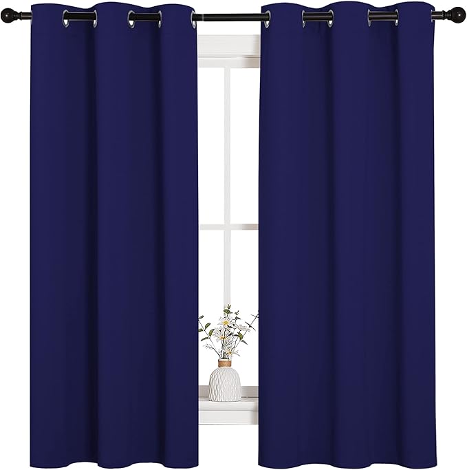 NICETOWN All Season Thermal Insulated Solid Grommet Top Blackout Curtains/Drapes/Panels for Kid's Room (Royal Blue, 2 Panels, 42 x 63 Inch) by NICETOWN