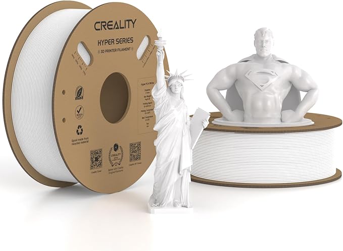 Official CREALITY Hyper PLA Filament 1.75mm White 2KG, 30-600mm/s High Speed PLA Rapid 3D Printer Filament, 2 Pack 1kg Spool(2.2lbs), Dimensional Accuracy +/-0.02mm, Fit Most FDM 3D Printer by Creality
