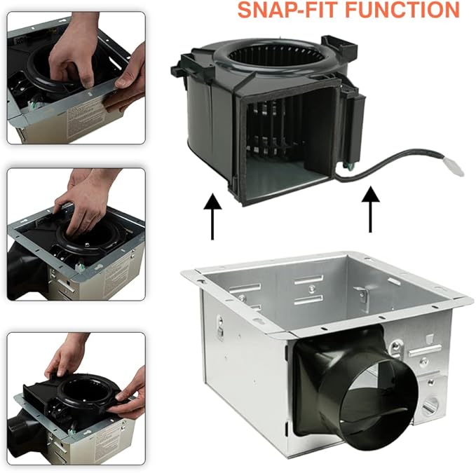BV Bathroom Exhaust Fan 90CFM - Bathroom Fan 0.9 Sones, 4" Duct Collar,Rooms Up to 80-90 Sq. Ft. |Energy-Saving Ventilation Fan - No Attic Access & Ultra-Quiet | Energy Star, HVI 2100, UL Certified - Image 4