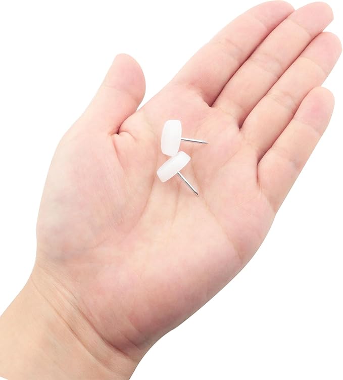60PCS Chair Table Leg Protectors 14mm Plastic Cap Sliding Flat Nails Anti Furniture Scratch Floor Table Chairs Cabinets Silent Moisture Resistant Round Rubber Feet Nails White - Image 5