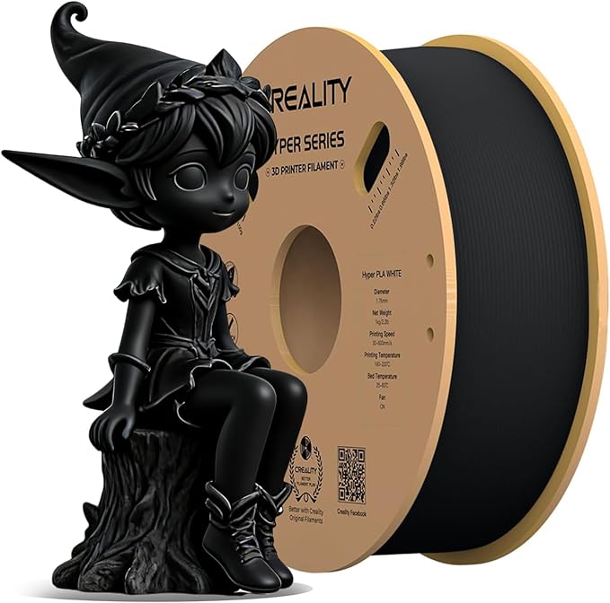 Creality Hyper PLA Filament 1.75mm, High-Speed 3D Printing Filament Up to 600mm/s, ±0.02mm Accuracy, 3D Printing Filament Fits for Most FDM 3D Printers (Black) by Creality