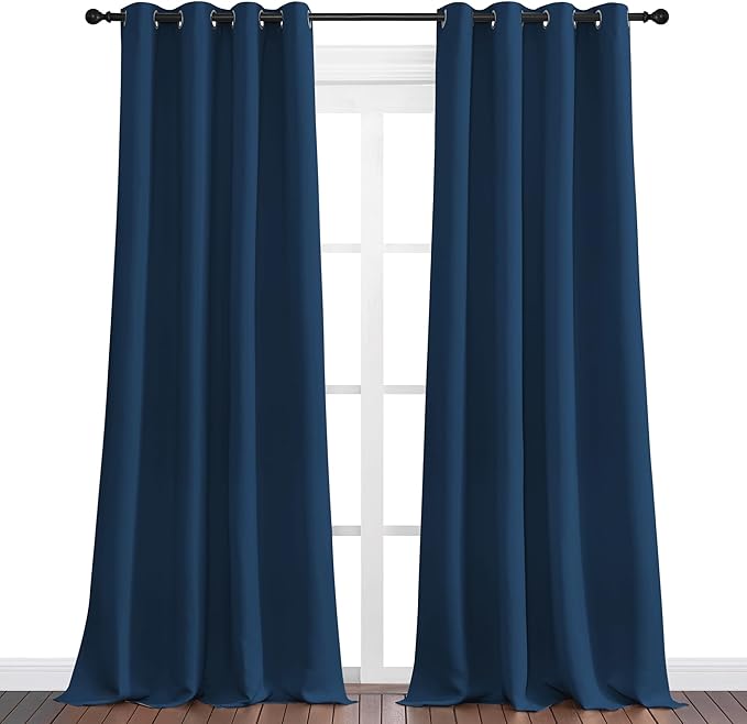 NICETOWN Moroccan Blue Blackout Curtains 108" Long for Office, 55" Wide, 2 Pieces, Dining Room, Guest Room, Sound Reducing Heat and Cold Block Curtain Panels for Modern Room Decorative - Image 2