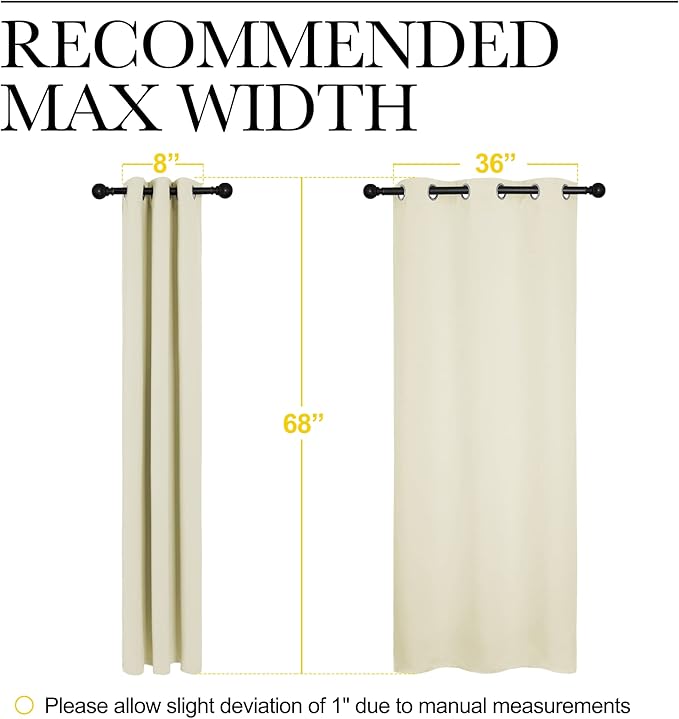 NICETOWN Kitchen Curtains for Decoration, Thermal Insulated Grommet Room Darkening Draperies/Panels for Laundry (Beige, 2 Panels, W42 x L68 inches) - Image 7