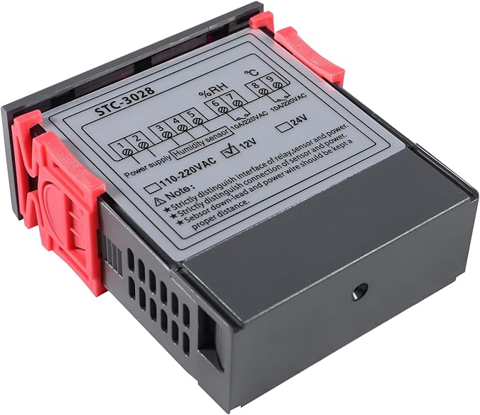 STC-3028 Temperature Controller 12V Temperature and Humidity Controller Meter with Integrated Sensor Dual Digital Display Thermometer Hygrometer Incubator Controller - Image 7