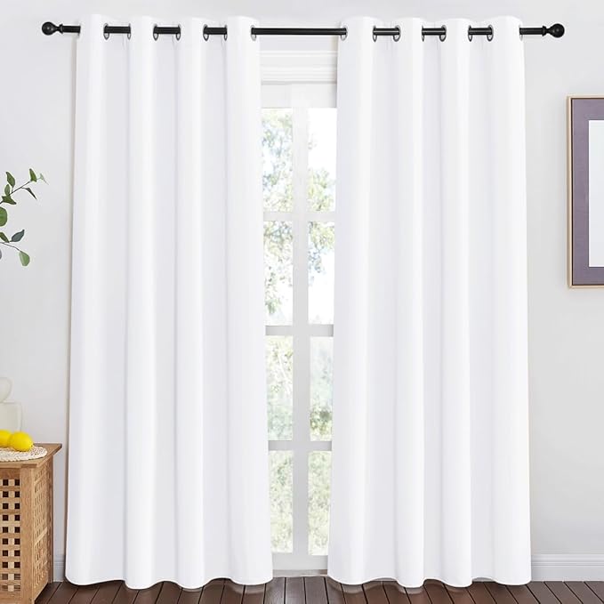 NICETOWN White Doorway Curtains 80 inches Long - Grommet Thermal Insulated Light Blocking Room Darkening Window Treatments for Bedroom/Living Room (W46 x L80, 1 Panel) - Image 2