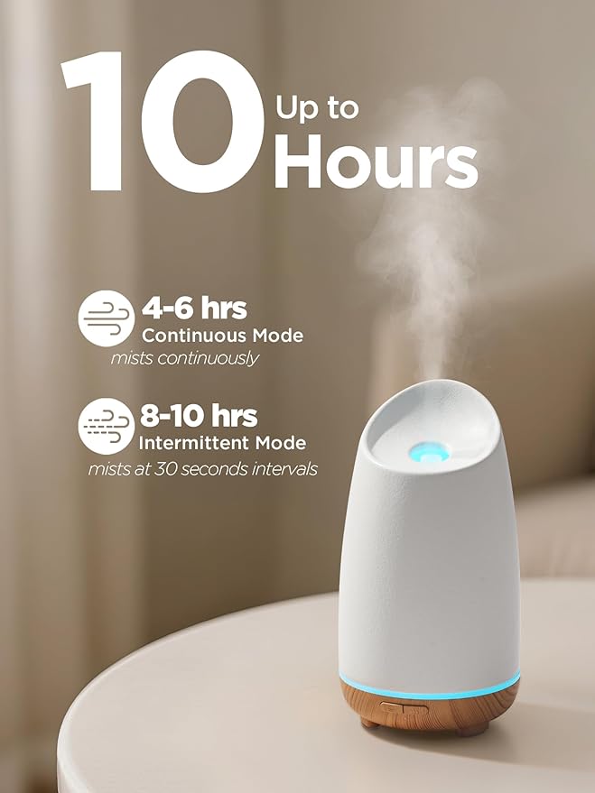 InnoGear 150ml Ceramic Oil Diffuser, Handcrafted Stone Essential Oil Diffuser Aromatherapy Diffusers Ultrasonic Cool Mist Humidifier Vaporizor 2 Mist Modes for Room Home, White Slope Cut Ceramic - Image 2