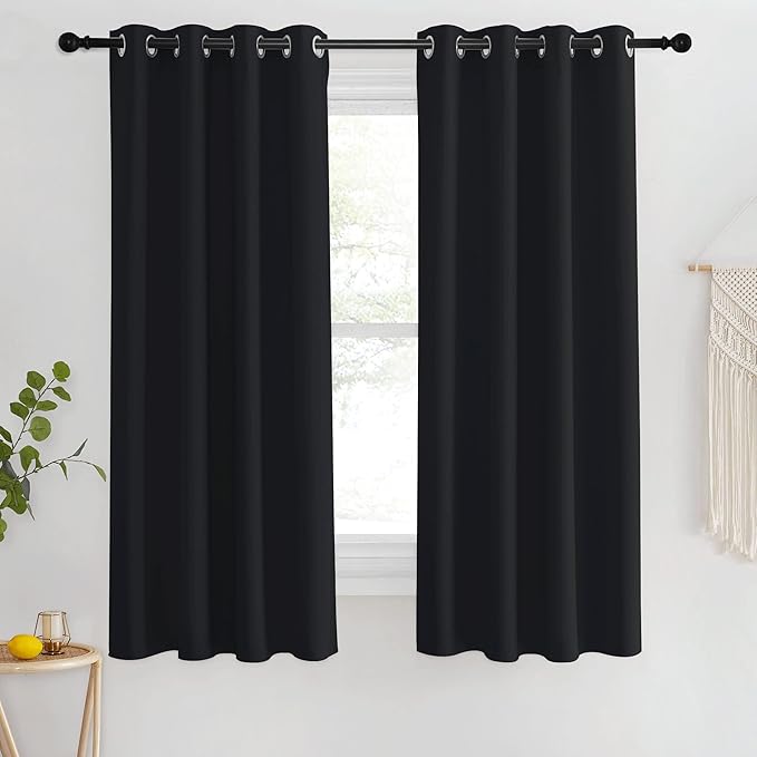 NICETOWN Blackout Black Curtain for Bedroom - Blackout Thermal Insulated Window Treatment Solid Grommet Room Darkening Soundproof for Bedroom/Boys Room (1 Panel, W46 x L63) by NICETOWN