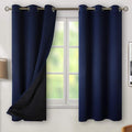 BGment Thermal Insulated 100% Blackout Curtains for Bedroom with Black Liner, Double Layer Full Room Darkening Noise Reducing Grommet Curtain (38 x 63 Inch, Navy Blue, 2 Panels) by BGment