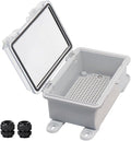 Waterproof Electrical Box Dustproof Junction Box Weatherproof IP67 ABS Plastic Enclosure Switch Router Project Box with Mounting Plate with Wall Bracket 2 Cable Glands Clear 5.9"x3.9"x2.8" by YETLEBOX