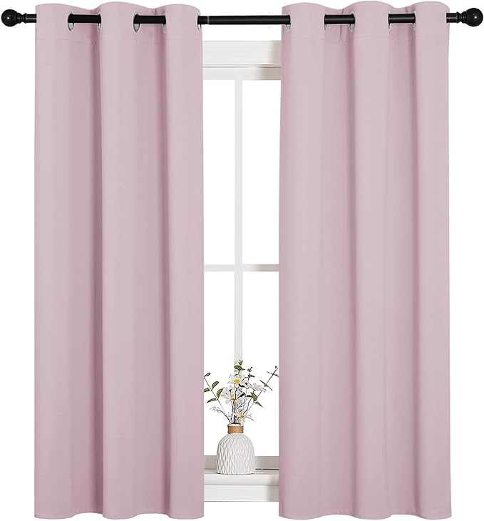 NICETOWN Blackout Draperies Curtains for Girls Room, Nursery Essential Thermal Insulated Grommet Blackout Panels (Lavender Pink, 1 Pair, 34" x 54") - Image 4