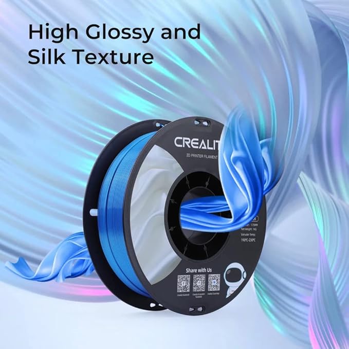 Creality PLA Silk Filament 1.75mm, 3D Printer Filament, Smooth Silk Texture, Clog-Free, Silk Shiny PLA Filament +/-0.02mm, 3D Printing Filament 1KG/2.2lb (Blue) - Image 4