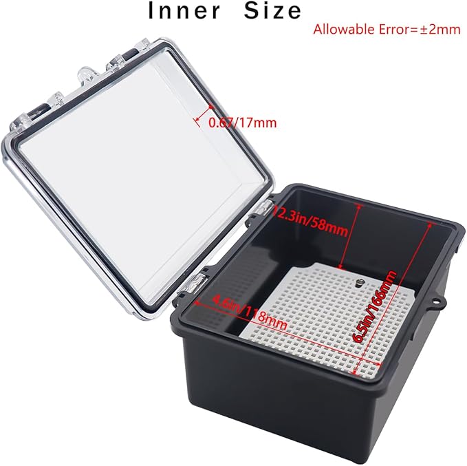 Junction Box, Hinged Black Clear Cover IP67 Waterproof ABS Project Box with Mounting Plate Electrical Box Enclosure with Wall Bracket 7.1 x 5.1 x 3.5inch(180x130x90mm) - Image 3