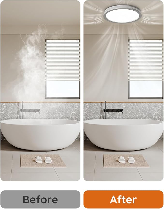 Fitop Bathroom Exhaust Fan with Light,130 CFM 47W 1100LM Ceiling Mount Shower Ventilation Exhaust Fan, 1.5Sones Bathroom Vent Fan with Light, Fan LED Light 3000K/4000K/5000K - Image 7