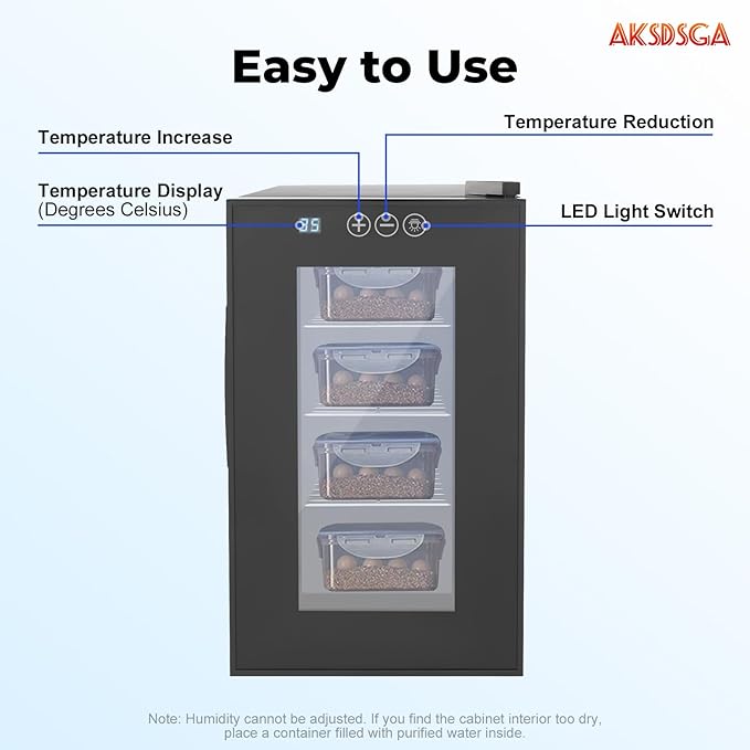 23L Reptile Incubator Cabinet Incubators for Hatching Eggs, Constant Temperature& Humidity Intelligent Reptile Egg Incubator with 10-40°C Cooling and Heating Temperature Control - Image 4