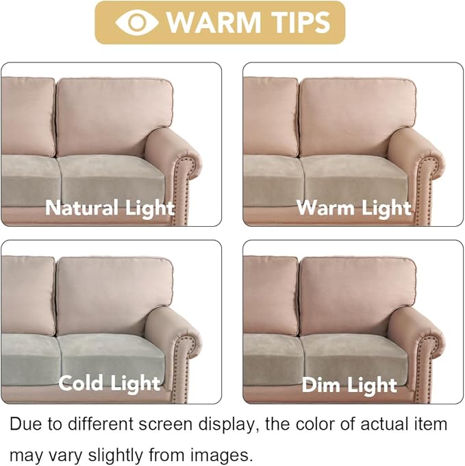 H.VERSAILTEX Velvet Stretch Couch Cushion Cover Plush Cushion Slipcover for Chair Loveseat Sofa Cushion Furniture Protector Seat Cushion Sofa Cover (2 Piece Medium Sofa Cushion Covers, French Oak) - Image 6