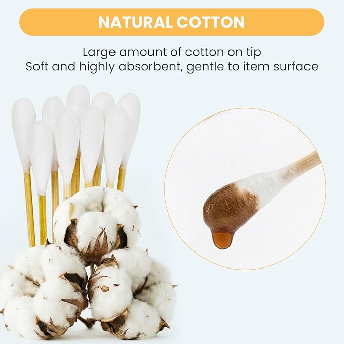 200PCS Large Cotton Swabs in Storage Box - 6 Inches Long Cotton Swab with Bamboo Handle - Soft, Lint Free, Highly Absorbent Single Tipped Applicators for Dog Care, Makeup & Home Cleaning - Image 5