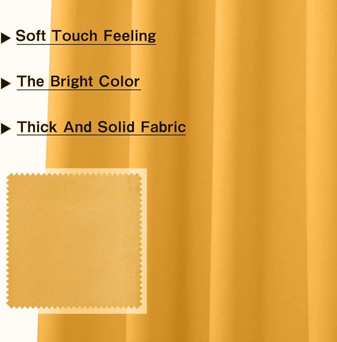 MYSKY HOME Blackout Curtain for Bedroom, Grommet Room Darkening Curtain, Amazing Triple Weave Thermal Insulated Curtain, 1 Curtain Panel ( 52 x 72 Inch, Yellow ) - Image 3