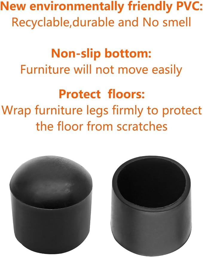 20 Pcs Round Rubber Furniture Leg Caps, 5/8"(16mm) Vinyl Flexible Chair Leg Floor Protectors/Covers Plastic End Caps for Patio/Indoor Furniture Leg Caps Railing (Black) - Image 4