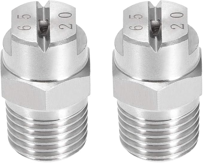 uxcell Flat Fan Spray Tip - 1/4BSPT Male Thread 304 Stainless Steel Nozzle - 65 Degree 2.8mm Orifice Diameter - 2 Pcs by uxcell