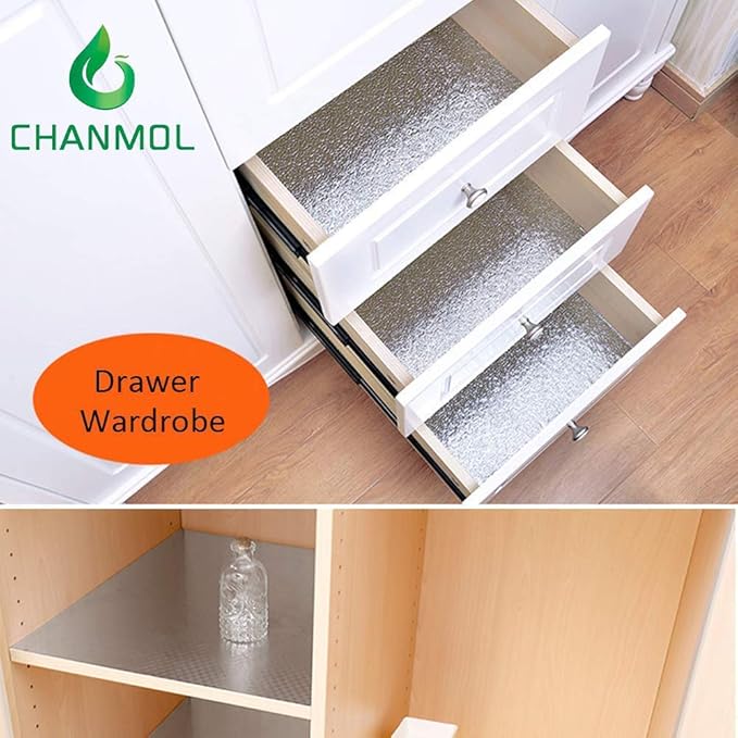 Kitchen Wallpaper Oil Proof Sticker Backsplash Aluminum Foil Self-Adhesive Paper Silver Cabinet Liner Shelf Liner Waterproof and Heat Resistant Peel and Stick Backsplash(15.7X118 Inches) - Image 8