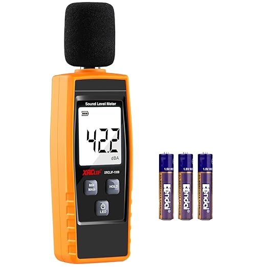 Decibel Meter Sound Level Reader 30-130dB(A), Hand-held Sound Noise Meter with Backlight Alarm, Digital Noise Meter Decibel Monitoring Tester Calibrated Audio Noise Volume Measuring Instrument by XRCLIF
