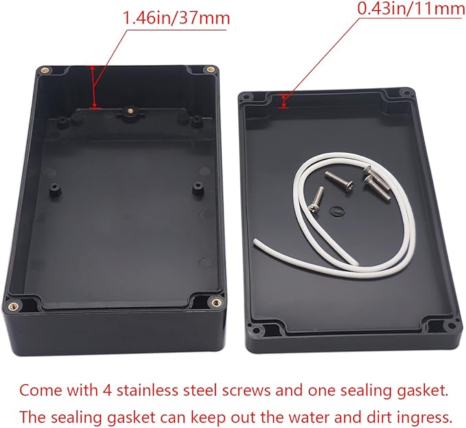 Project Box IP65 Waterproof Junction Box ABS Plastic Black Electrical Boxes DIY Electronic Project Case Power Enclosure 7.87x4.72x2.2 inch (200x120x56 mm) - Image 4