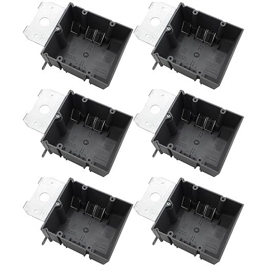 MAKERELE 2 Gang Adjustable Outlet Box, 34Cu.in. Plastic Electrical Box, Grey PVC Adjustable Junction Box, ETL Listed, Fire Rated for 2 Hours(6 Pack) by MAKERELE