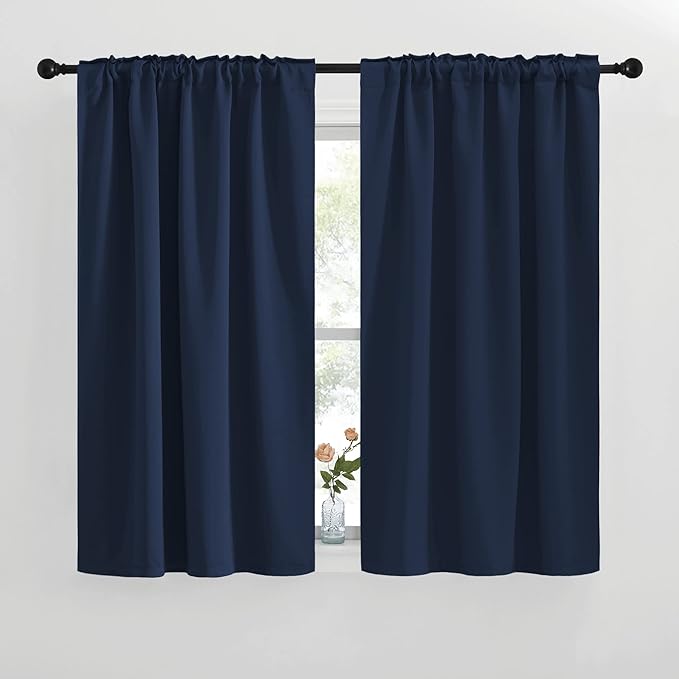 NICETOWN Blackout Curtains Window Drapes - (Navy Blue Color) 42 inches W by 50 inches L, Set of 2, Blackout Curtain Panels for Boy's Nursery - Image 2